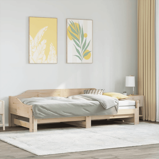 Sofá-cama, Sofá conversível com gavetão 90x190 cm madeira de pinho maciça