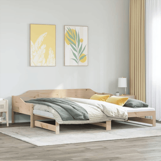 Sofá-cama, Sofá conversível com gavetão 90x190 cm madeira de pinho maciça