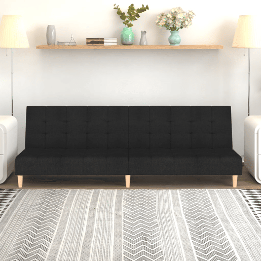 Sofá-cama, Sofá conversível de 2 lugares tecido preto Sofá-cama, Sofá conversível de 2 lugares tecido preto