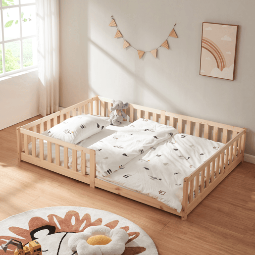 Cama para crianças Tanna Montessori 140x200cm pinho Natural en.casa Cama para crianças Tanna Montessori 140x200cm pinho Natural en.casa