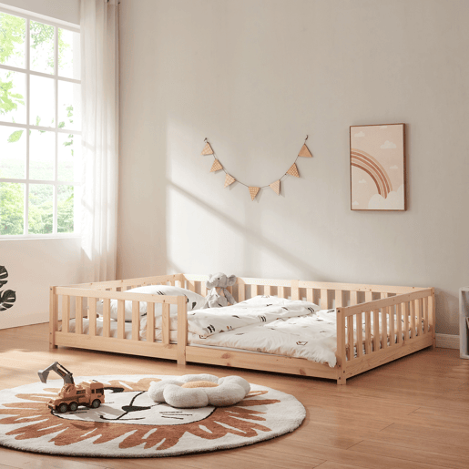 Cama para crianças Tanna Montessori 140x200cm pinho Natural en.casa Cama para crianças Tanna Montessori 140x200cm pinho Natural en.casa