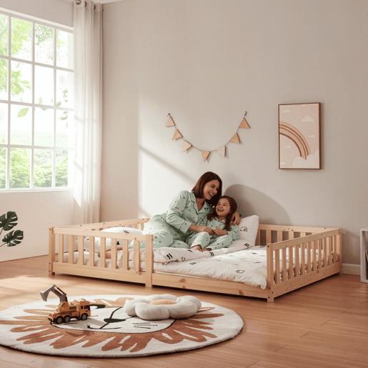 Cama para crianças Tanna Montessori 140x200cm pinho Natural en.casa Cama para crianças Tanna Montessori 140x200cm pinho Natural en.casa