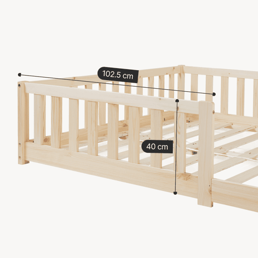 Cama para crianças Tanna Montessori 140x200cm pinho Natural en.casa Cama para crianças Tanna Montessori 140x200cm pinho Natural en.casa