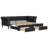 Sofá-cama, Sofá conversível c gavetão e gavetas 90x200 cm couro artificial preto