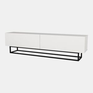 Mesa baixa para TV Nolven com 2 portas moldura curta 180x32x47 cm branco en.casa