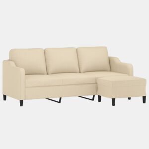 Sofá de 3 lugares - Sofá fixo com apoio de pés 180 cm tecido cor creme