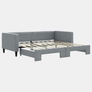 Sofá-cama, Sofá conversível com gavetão 90x190 cm tecido cinzento-claro