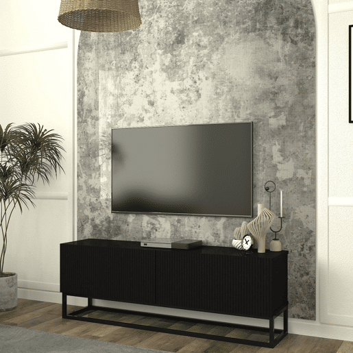 Móvel de TV Verpsboga 2 portas base longa 135x32x47 cm - Preto en.casa