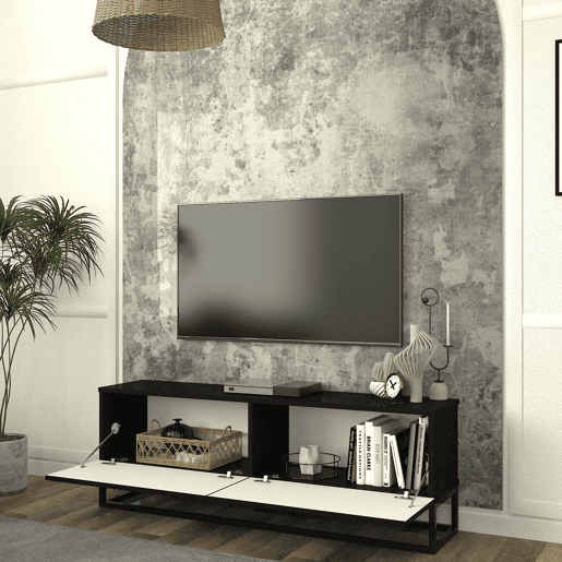 Móvel de TV Verpsboga 2 portas base longa 135x32x47 cm - Preto en.casa