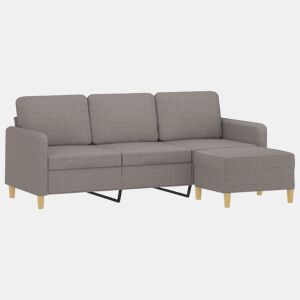 Sofá 3 lugares - Sofá fixo com apoio de pés 180 cm tecido cinza-acastanhado