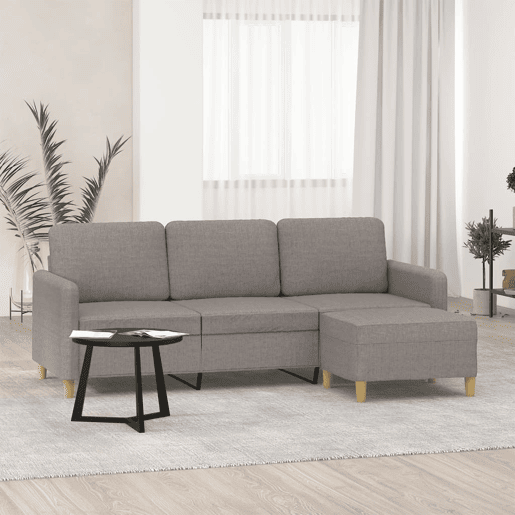 Sofá 3 lugares - Sofá fixo com apoio de pés 180 cm tecido cinza-acastanhado