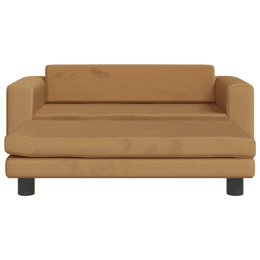 Sofá infantil, Sofá para criança com apoio de pés 100x50x30 cm veludo castanho