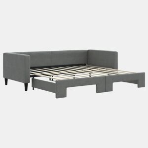 Sofá-cama, Sofá conversível com gavetão 90x190 cm tecido cinzento-escuro
