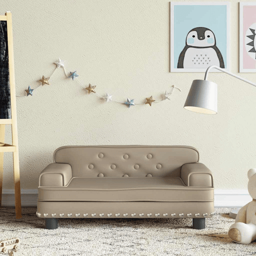 Sofá infantil, Sofá para criança 70x45x30 cm couro artificial cappuccino