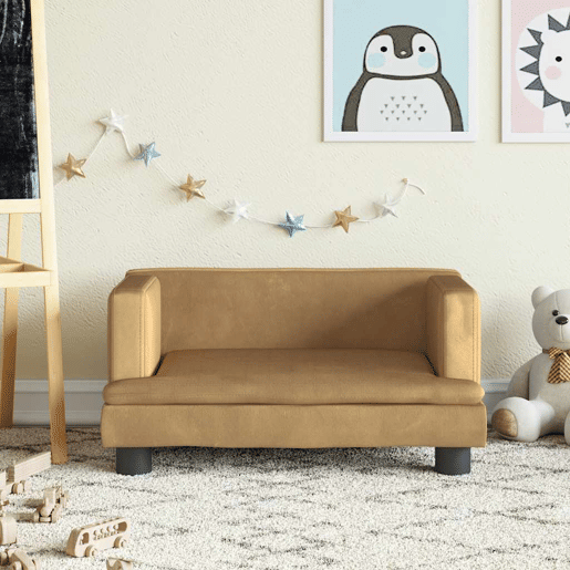 Sofá infantil, Sofá para criança 60x40x30 cm veludo castanho Sofá infantil, Sofá para criança 60x40x30 cm veludo castanho