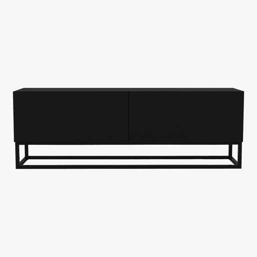 Mesa baixa para TV Nolvean com 2 portas moldura longa 135x32x47 cm preto en.casa