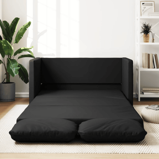 Sofá-cama, Sofá conversível sem pés 112x174x55 cm couro artificial preto