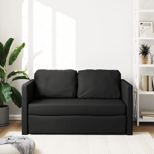 Sofá-cama, Sofá conversível sem pés 112x174x55 cm couro artificial preto