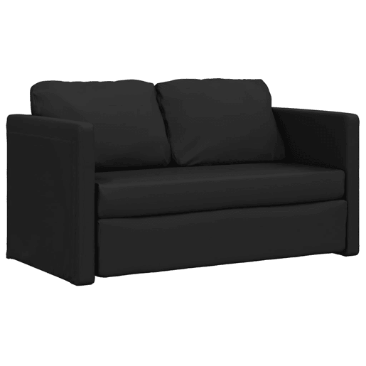 Sofá-cama, Sofá conversível sem pés 112x174x55 cm couro artificial preto