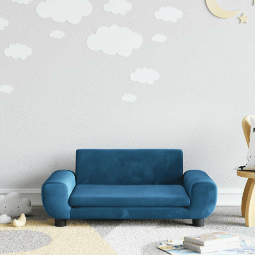 Sofá infantil, Sofá para criança 70x45x33 cm veludo azul