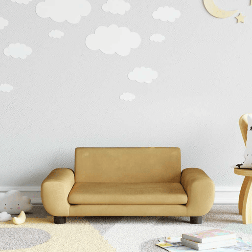 Sofá infantil, Sofá para criança 70x45x33 cm veludo castanho