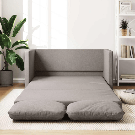 Sofá-cama, Sofá conversível sem pés 112x174x55 cm tecido cinza-acastanhado