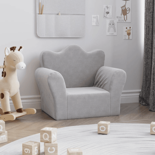 Sofá infantil, Sofá para criança pelúcia macia cinzento-claro