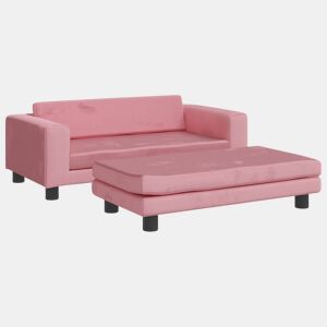 Sofá infantil, Sofá para criança com apoio de pés 100x50x30 cm veludo rosa