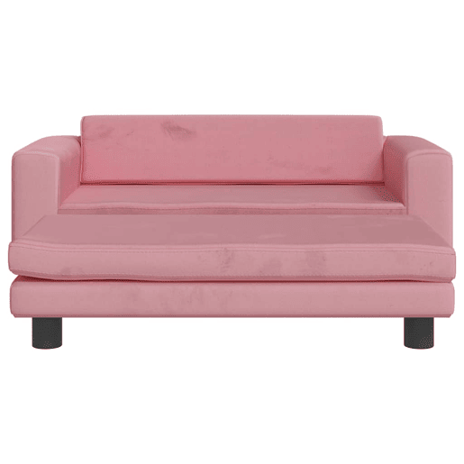 Sofá infantil, Sofá para criança com apoio de pés 100x50x30 cm veludo rosa