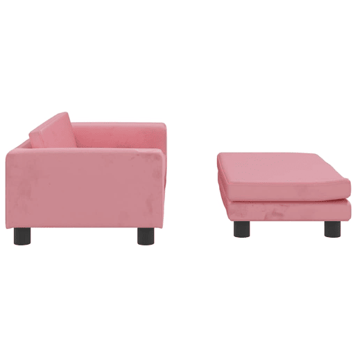 Sofá infantil, Sofá para criança com apoio de pés 100x50x30 cm veludo rosa
