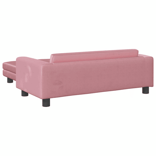 Sofá infantil, Sofá para criança com apoio de pés 100x50x30 cm veludo rosa