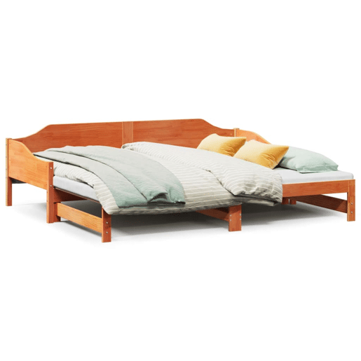 Sofá-cama, Sofá conversível com gavetão sem colchões 90x190 cm castanho-mel