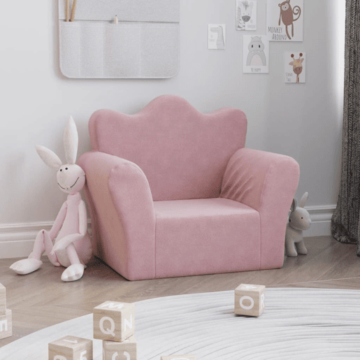 Sofá infantil, Sofá para criança pelúcia macia rosa