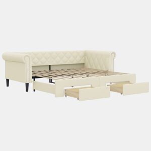 Sofá-cama, Sofá conversível c gavetão e gavetas 90x200 cm couro artif. cor creme
