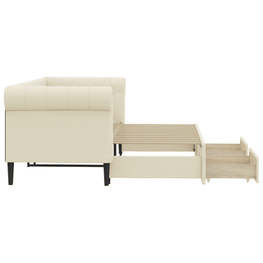 Sofá-cama, Sofá conversível c gavetão e gavetas 90x200 cm couro artif. cor creme