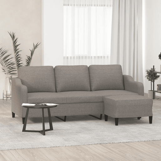 Sofá 3 lugares - Sofá fixo com apoio de pés 180 cm tecido cinza-acastanhado
