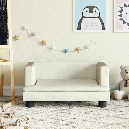 Sofá infantil, Sofá para criança 60x40x30 cm veludo cor creme