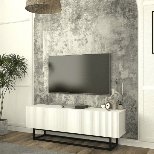 Móvel de TV Verpsboga 2 portas base curta 135x32x47 cm - Branco en.casa