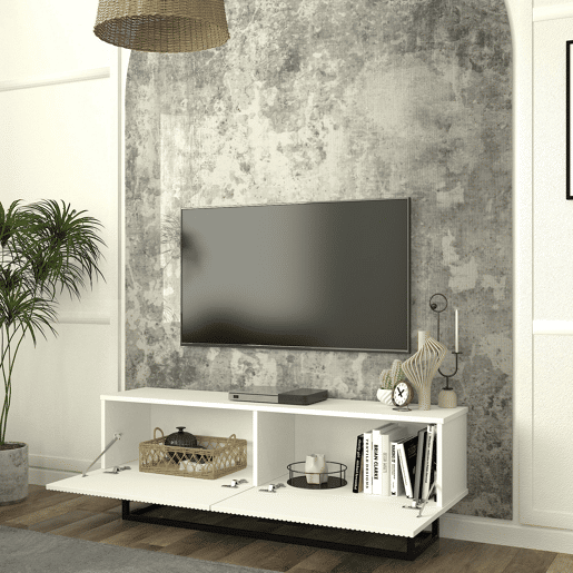 Móvel de TV Verpsboga 2 portas base curta 135x32x47 cm - Branco en.casa
