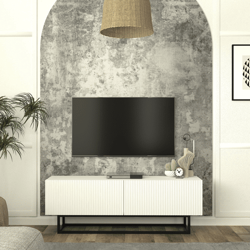 Móvel de TV Verpsboga 2 portas base curta 135x32x47 cm - Branco en.casa