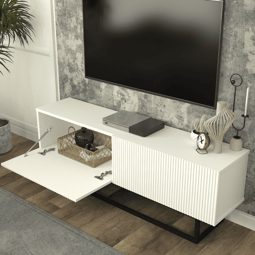 Móvel de TV Verpsboga 2 portas base curta 135x32x47 cm - Branco en.casa