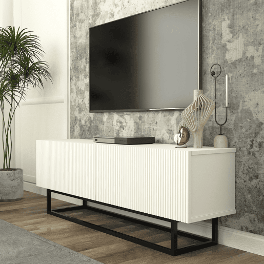 Móvel de TV Verpsboga 2 portas base curta 135x32x47 cm - Branco en.casa