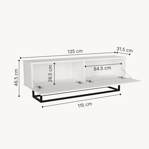 Móvel de TV Verpsboga 2 portas base curta 135x32x47 cm - Branco en.casa