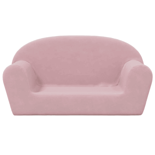 Sofá infantil, Sofá para criança de 2 lugares pelúcia macia rosa