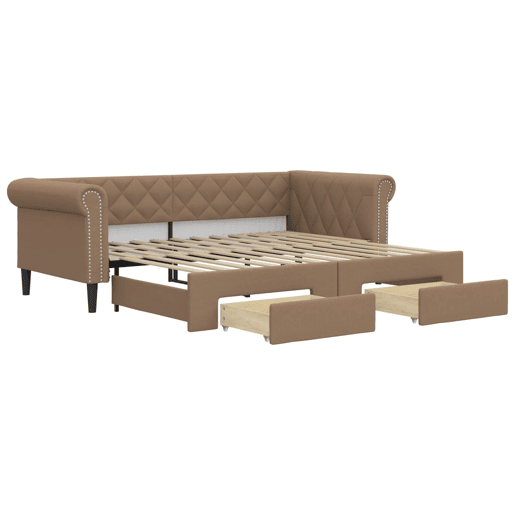 Sofá-cama, Sofá conversível c gavetão e gavetas 90x200 cm couro art. cappuccino Sofá-cama, Sofá conversível c gavetão e gavetas 90x200 cm couro art. cappuccino