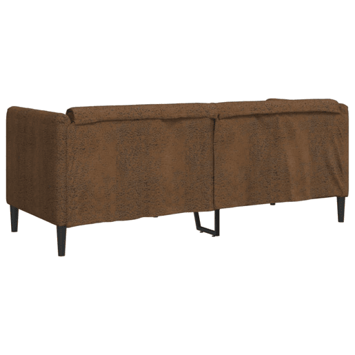 Sofá de 2 lugares - Sofá fixo camurça artificial castanho