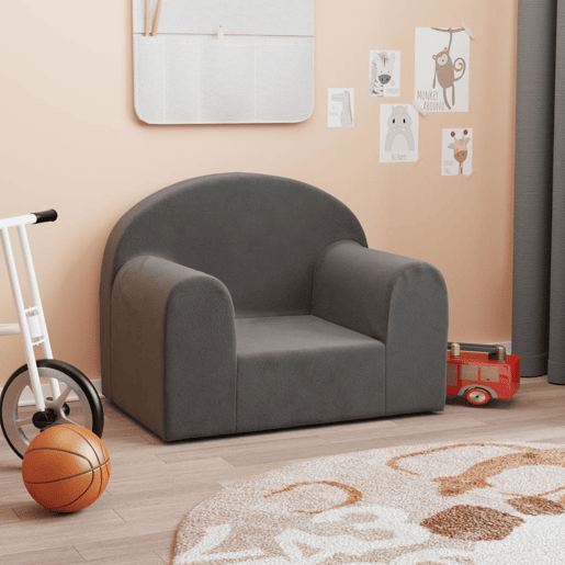 Sofá infantil, Sofá para criança pelúcia macia antracite