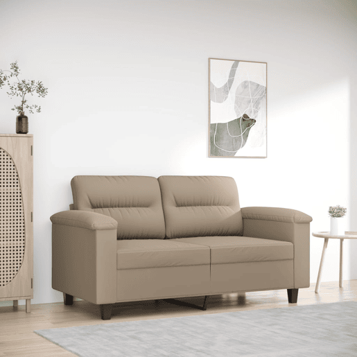 Sofá de 2 lugares - Sofá fixo 120 cm tecido de microfibra cinza-acastanhado