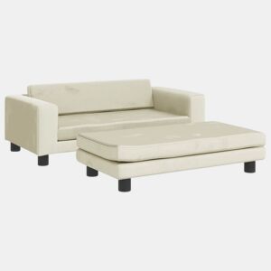 Sofá infantil, Sofá para criança com apoio de pés 100x50x30 cm veludo cor creme