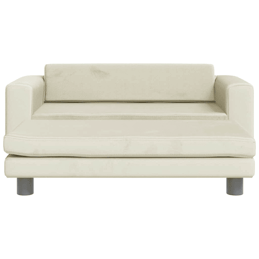 Sofá infantil, Sofá para criança com apoio de pés 100x50x30 cm veludo cor creme